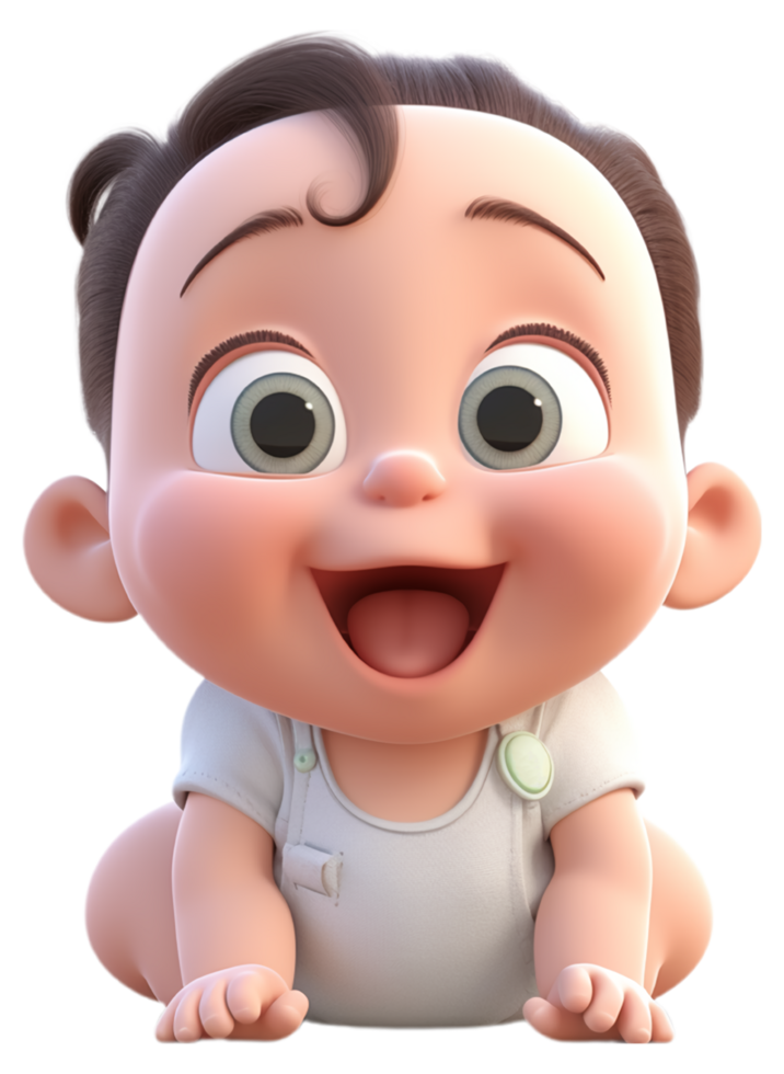 3d-illustration-of-cute-baby-character-with-crawling-pose-and-laughing-facial-expression-generative-ai-free-png