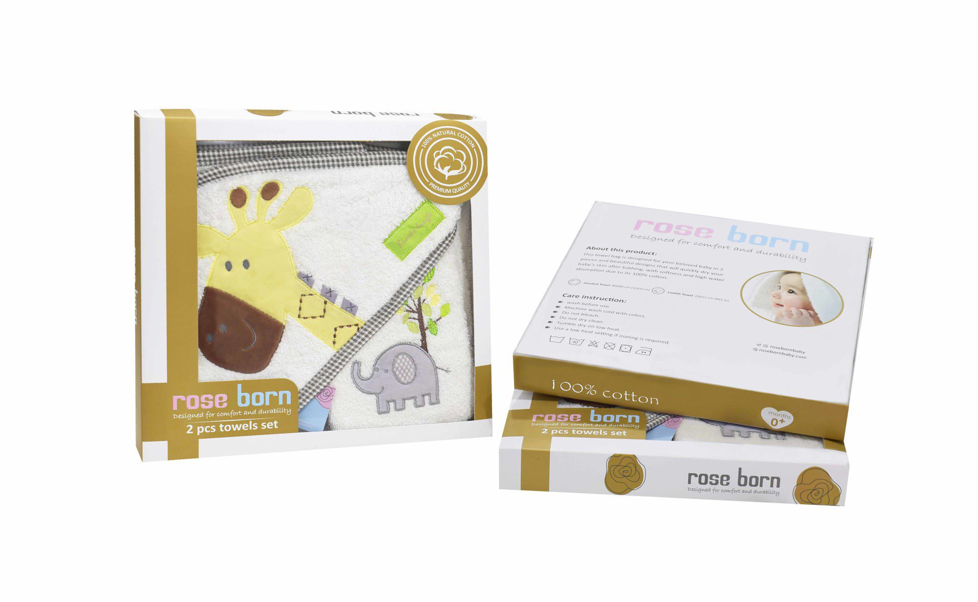 ست حوله دو تکه رز برن طرح brooks...