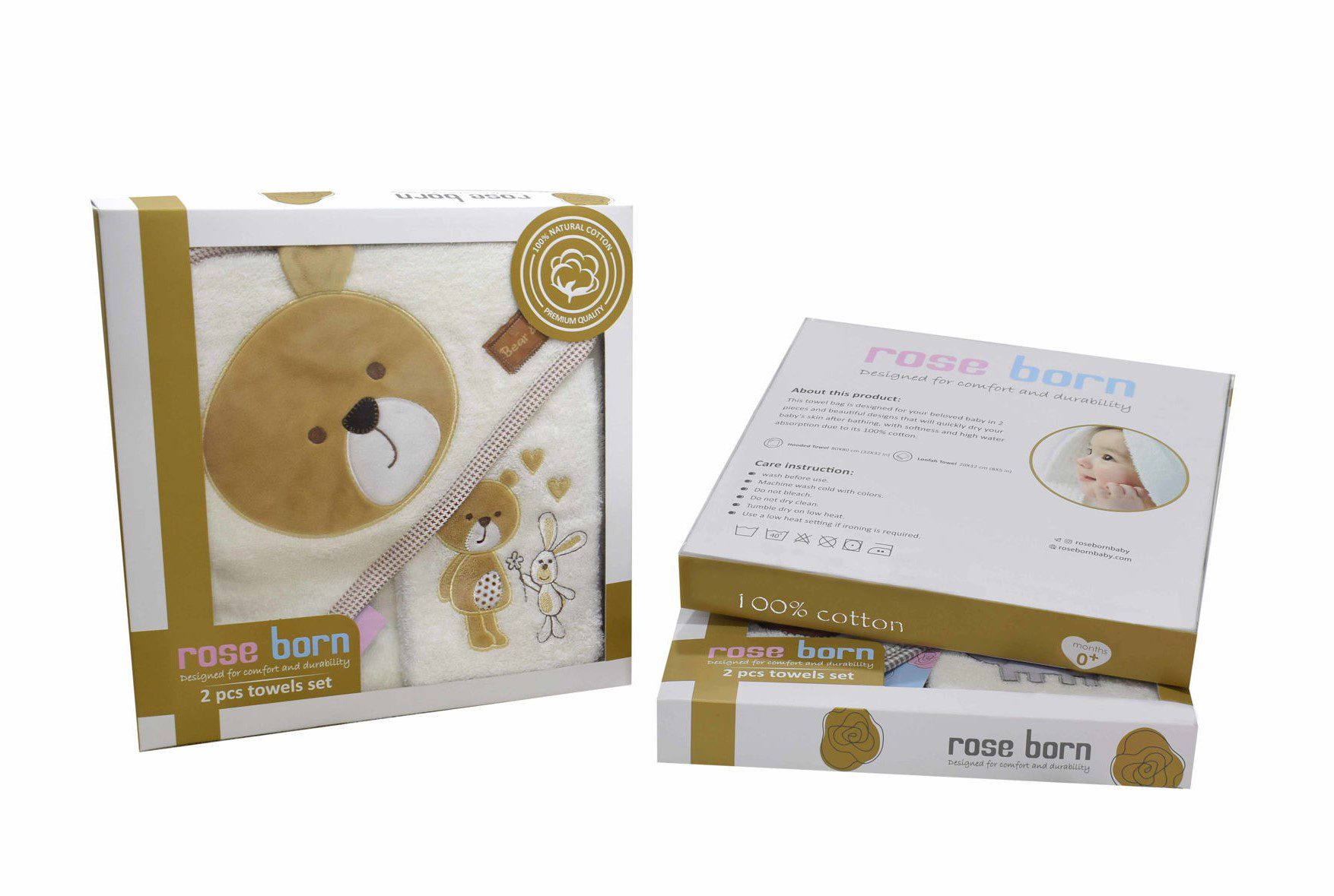 ست حوله دو تکه رز برن طرح bear...