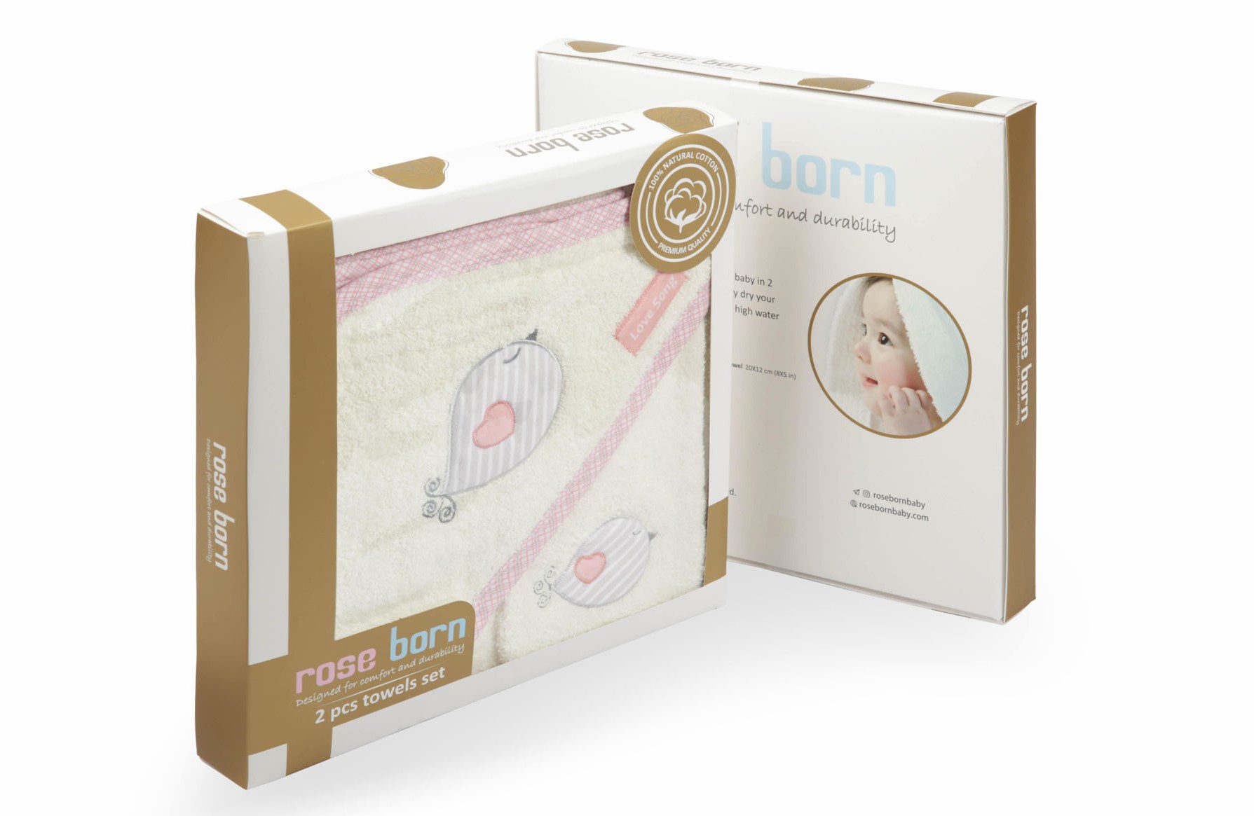 ست حوله دو تکه رز برن طرح love...