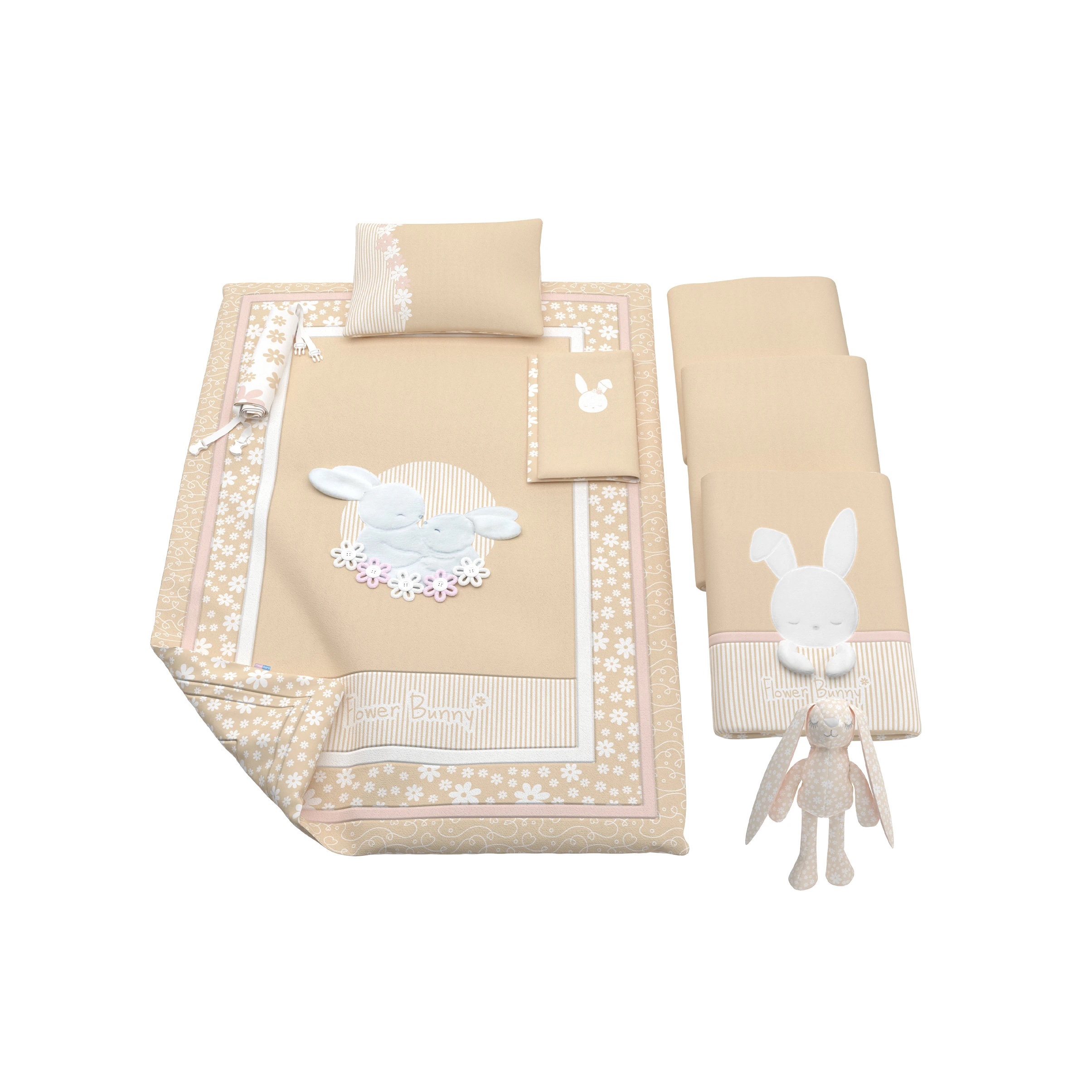 سرویس روتختی ۷ تکه نوزاد رزبرن مدل Flower Bunny
